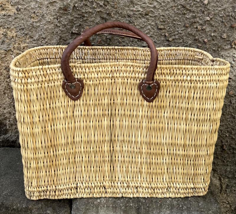 STRAW BAG LARGE BROWN BOW19