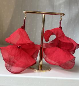 FLOWER EARRING RED GOLD BOW19