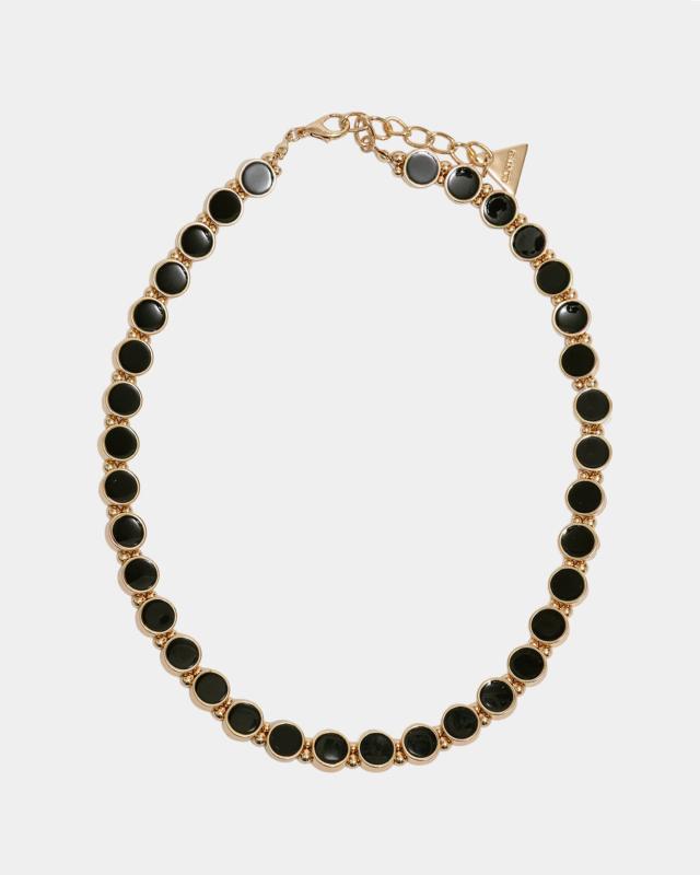 AVA PETITE NECKLACE GOLD W BLACK BOW19