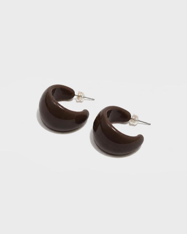 NOELLA HOOPS DARK BROWN BOW19
