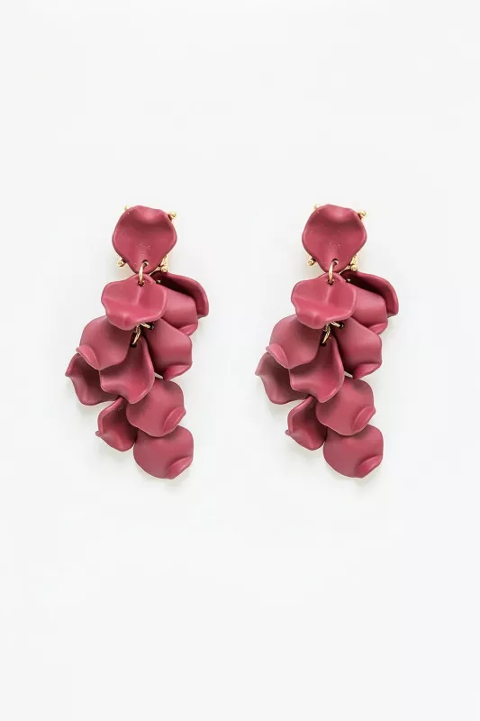 LEAF EARRINGS MINI BURGUNDY BOW19