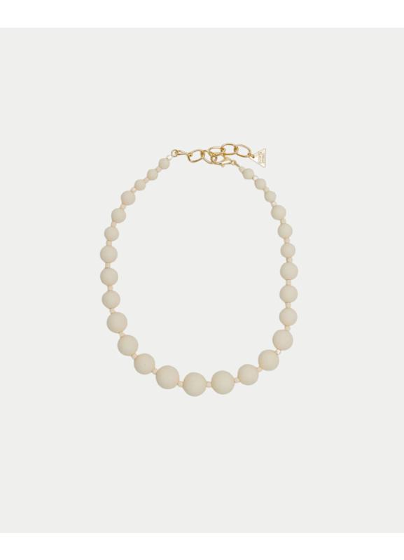 BIG BEAD NECKLACE CREME BOW19