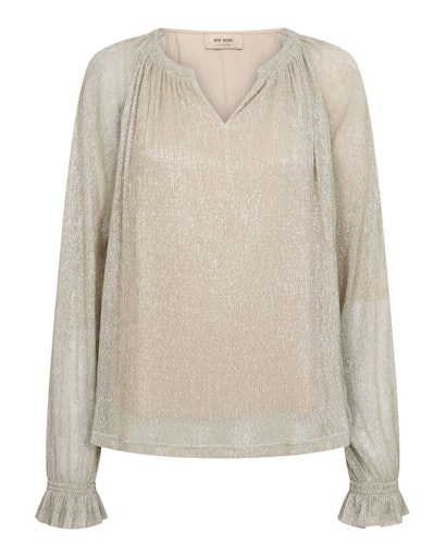 MMXIMENA GLAM V-NECK BLOUSE MOURNING DOVE MOSMOSH