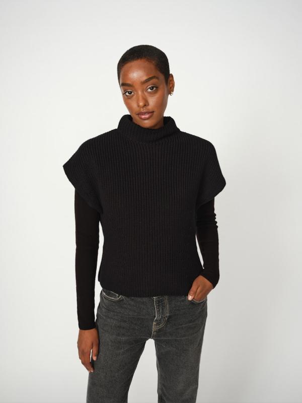 MMBIOLA BINE KNIT VEST BLACK MOSMOSH
