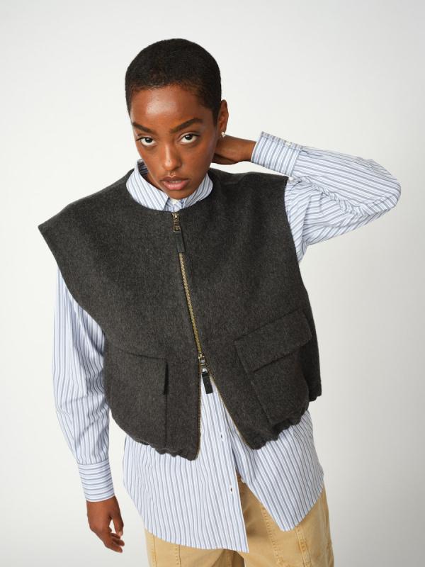 MMELISE LOISA WOOL VEST PHANTOM MOSMOSH