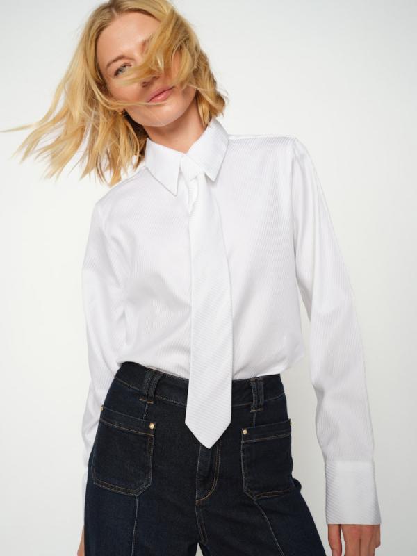 MMAYEN STRIPE SHIRT WHITE MOSMOSH