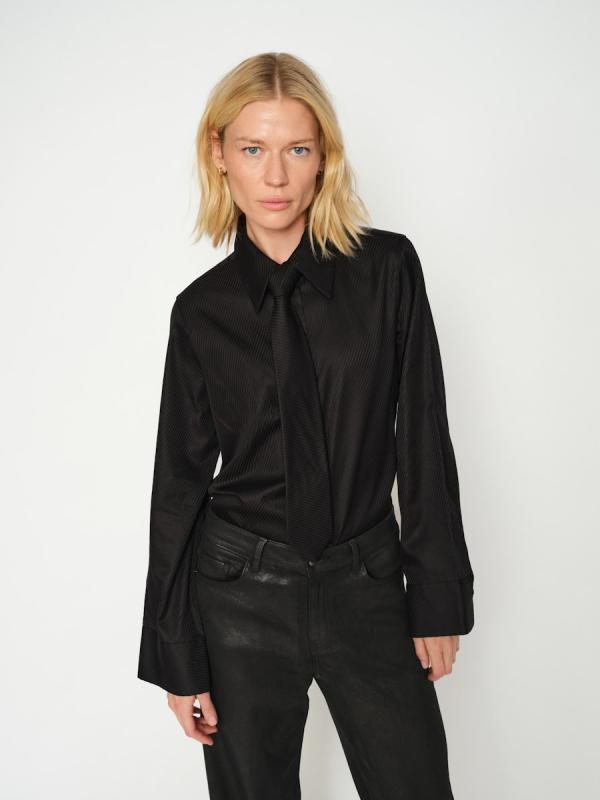 MMAYEN STRIPE SHIRT BLACK MOSMOSH