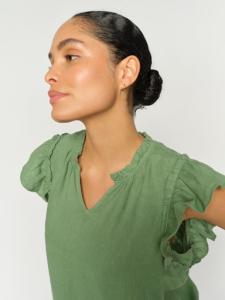 MMTEA LINEN BLOUSE TURF GREEN MOSMOSH