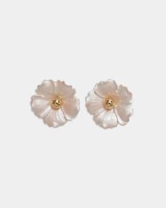 IRIS FLOWER EARRINGS PEARL WHITE BOW19