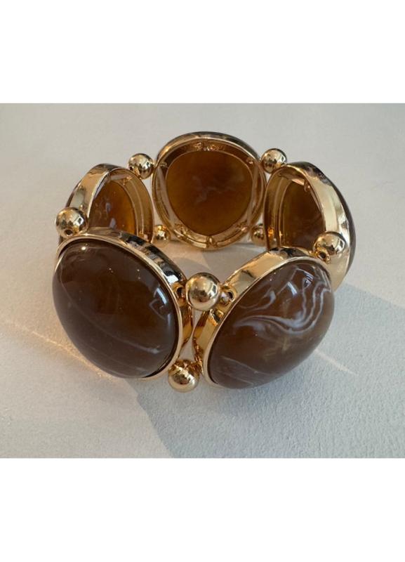 VALA ELASTIC BRACELET GOLD W BROWN BOW19