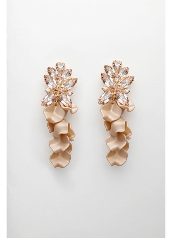 LEAF BIG STONE EARRINGS NOUGAT BOW19