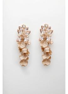 LEAF BIG STONE EARRINGS NOUGAT BOW19