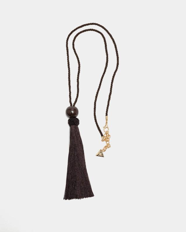 MIA TASSLE NECKLACE DARK BROWN BOW19