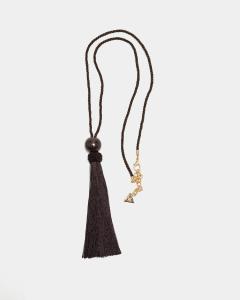 MIA TASSLE NECKLACE DARK BROWN BOW19
