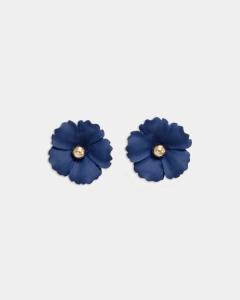 IRIS FLOWER EARRINGS NAVY BOW19