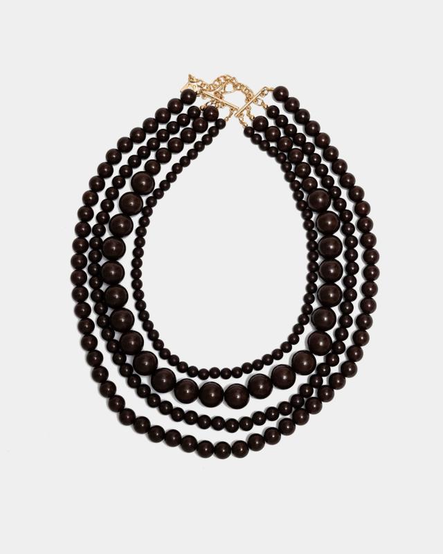 ALMA PEARL NECKLACE DARK BROWN BOW19