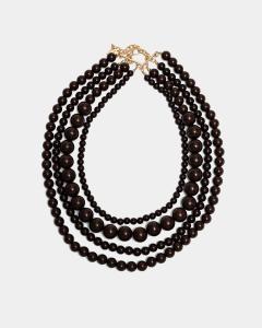 ALMA PEARL NECKLACE DARK BROWN BOW19