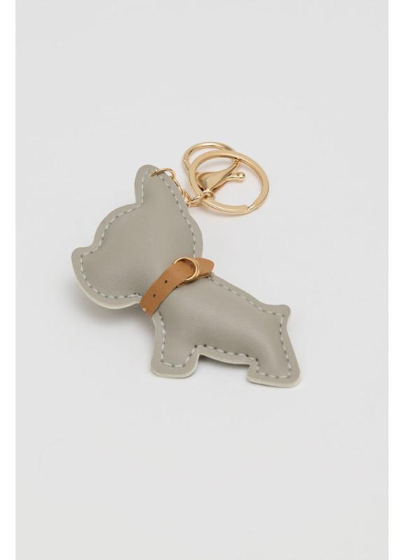 CHARM BULLDOG LIGHT GREY BOW19