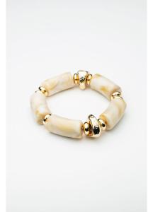 LUNA BEAD BRACELET BEIGE MELANGE W GOLD BOW19