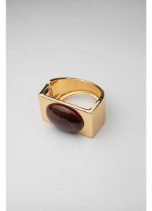 BON OVAL BRACELET GOLD W BROWN MARBLE BOW19