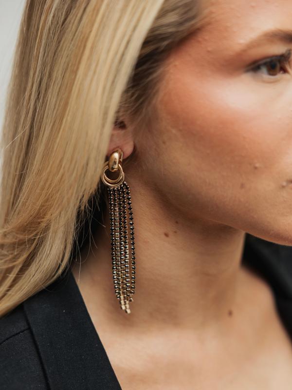 STRASS KNOT EARRINGS BLACK STRASS BOW19