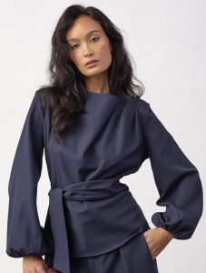 LUNACC TIE BLOUSE NAVY CO'COUTURE