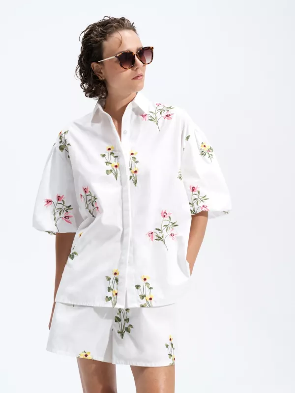 CAMBRIA COTTON SS SHIRT LINEN WHITE FRENCH CONNECTION