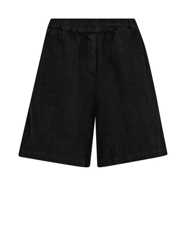 MMEMMIE LINEN BERMUDA SHORTS BLACK MOSMOSH
