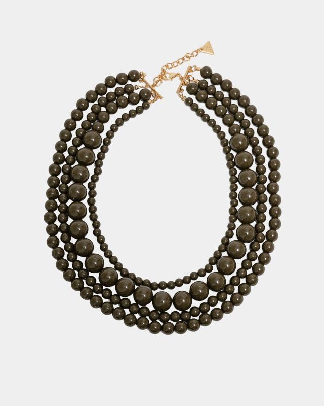 ALMA PEARL NECKLACE DARK OLIVE BOW19