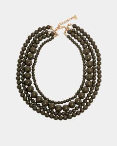 ALMA PEARL NECKLACE DARK OLIVE BOW19