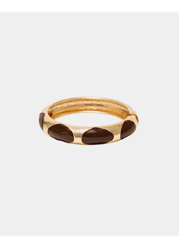 ADDIE BRACELET DARK BROWN W GOLD BOW19