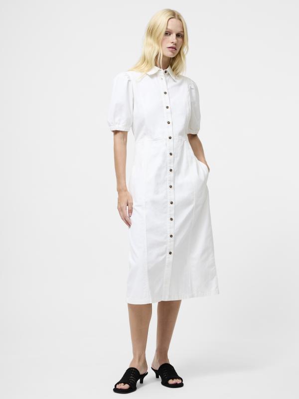 CHAMBRAY BUTTON THROUGH DRESS ECRU FRENCH CONNECTION