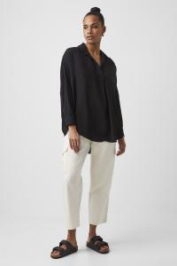 RHODES RECYCLED CREPE POPOVER BLACK FRENCH CONNECTION