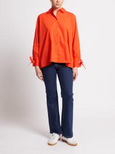 CAMBRIA COTT TIE UP BOW SHIRT FLAME ORANGE FRENCH CONNECTION