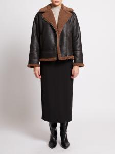 SUEDETTE ZIP UP JACKET BLACK BROWN FRENCH CONNECTION