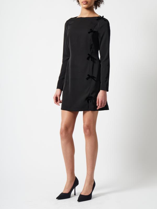 FENIX SATIN BOW LS DRESS BLACKOUT FRENCH CONNECTION