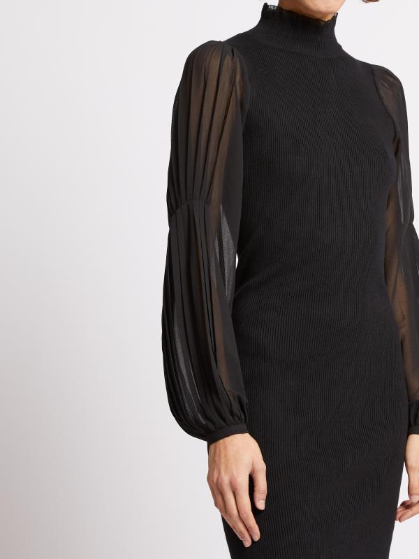 KRISTA MIX LS SHORT DRESS BLACKOUT FRENCH CONNECTION