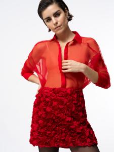 MAI ORGANZA TIE WAIT SHIRT LIPSTICK RED FRENCH CONNECTION