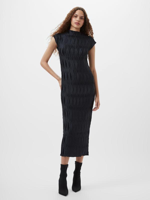 MOIRA PLEATED DRESS NAVY FRENCH CONNECTION