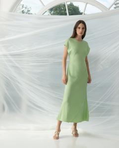 ENNIS SATIN COLUMN DRESS APPLE GREEN FRENCH CONNECTION