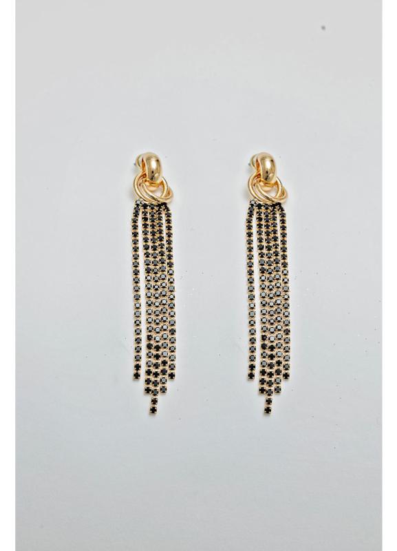 STRASS KNOT EARRINGS BLACK STRASS BOW19