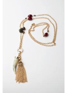 CALY TASSLE NECKLACE GOLD W MULTI COLORS BOW19