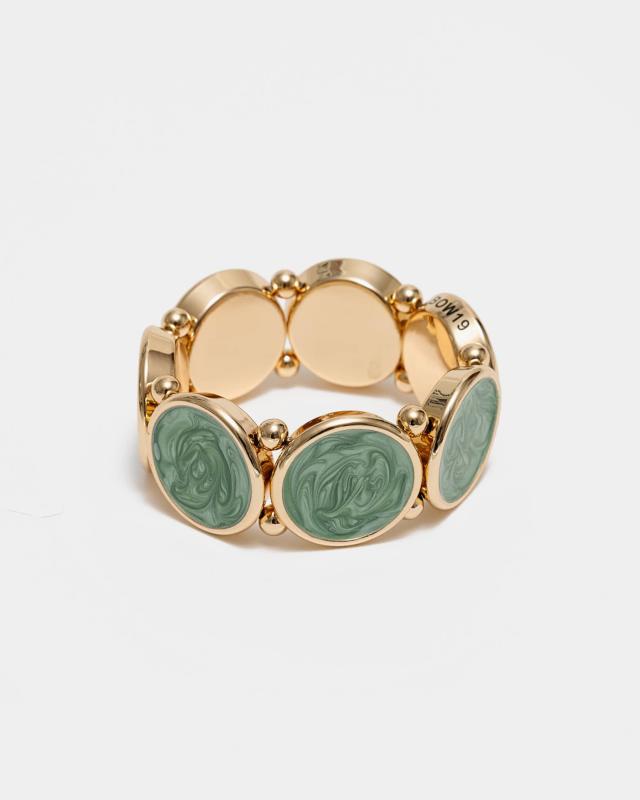 AVA PEARL ELASTIC BRACELET GOLD W PEARL GREEN BOW19