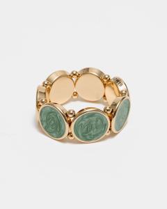 AVA PEARL ELASTIC BRACELET GOLD W PEARL GREEN BOW19