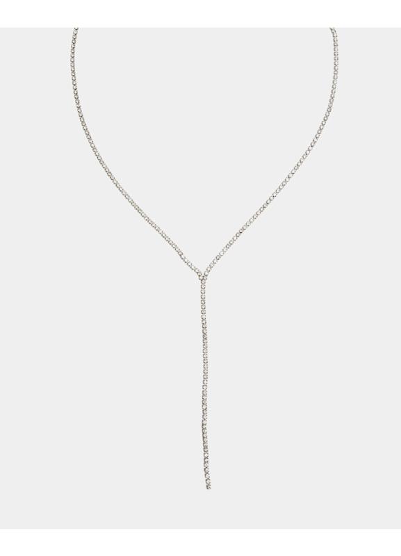 STRASS LONG NECKLACE SILVER BOW19