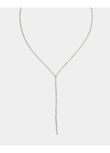 STRASS LONG NECKLACE SILVER BOW19