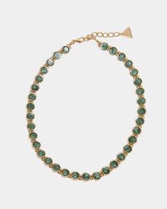 AVA PETITE PEARL NECKLACE GOLD W PEARL DARK GREEN BOW19