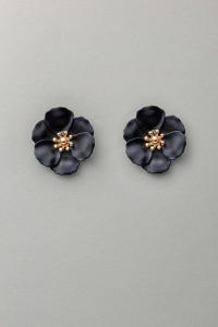 FLOWER SMALL EARRINGS PEARL BLACK BOW19
