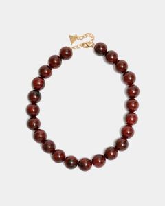 BOLD PEARL NECKLACE BURGUNDY BOW19