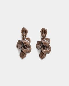 LEAF MARBLE EARRINGS DARK BROWN BOW19